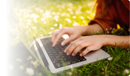 student working on a laptop